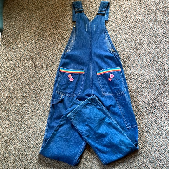 VTG 80s Embellished Women’s Denim Overalls with Appliqués - Picture 2 of 16